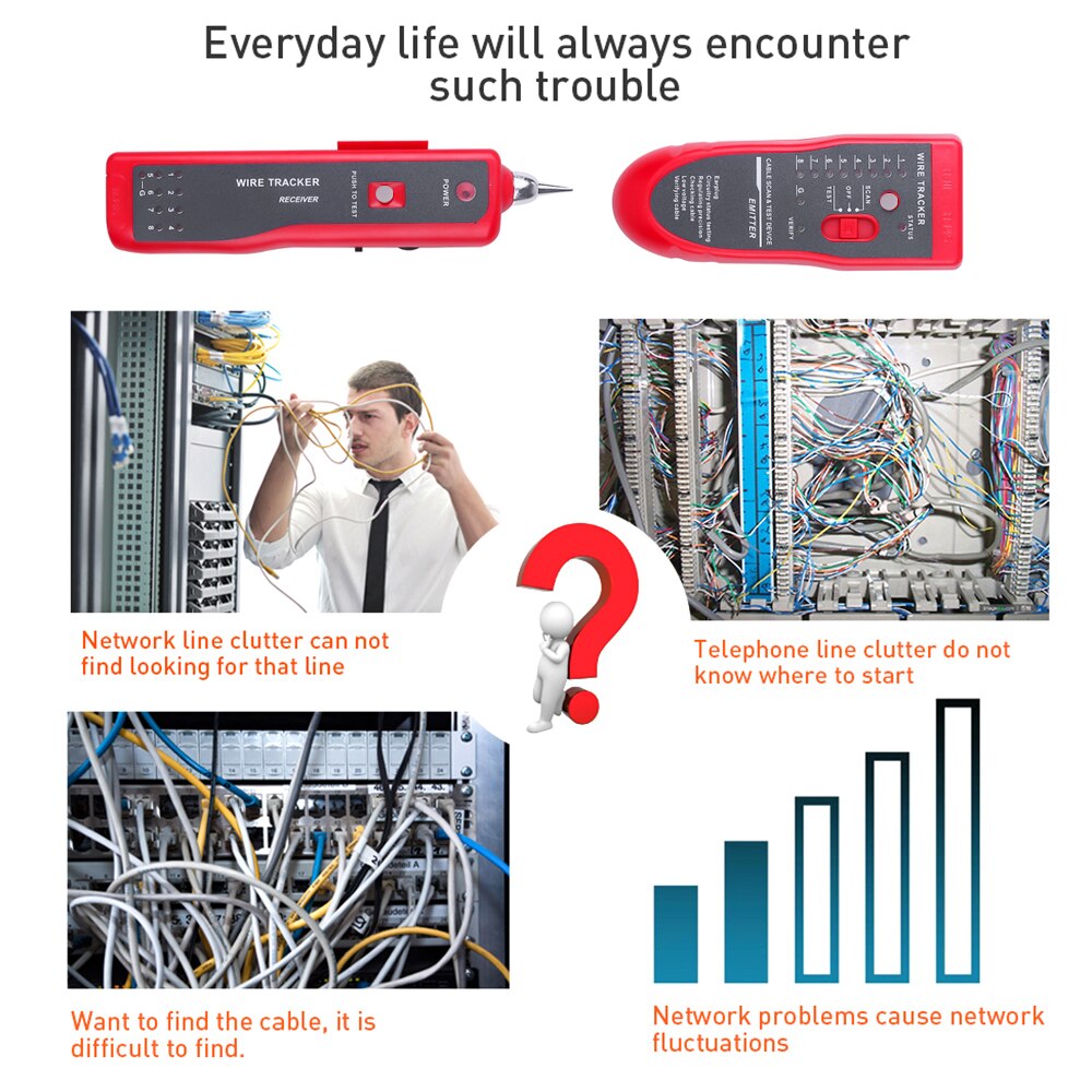 Kebidumei tester Cat5 Cat6 RJ11 RJ45 Telephone Cable Tracker tool Kit Wire Toner LAN Ethernet Network Cable Detector Line Finder