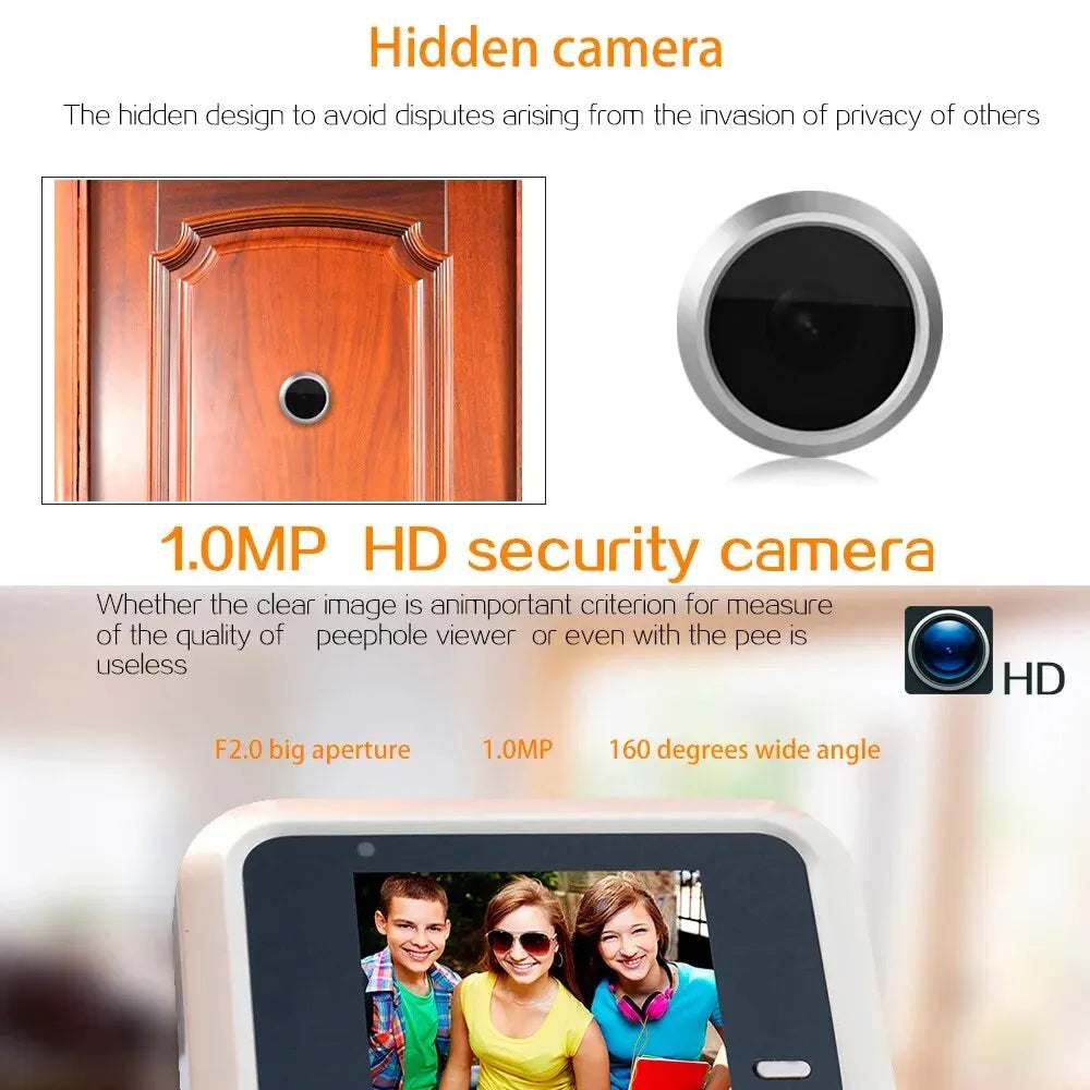2.4 Inch Doorbell Peephole Viewer Digital Door Camera 120° LCD HD Pixels Cat Eye Door Bell Outdoor Smart Home Security Monitor