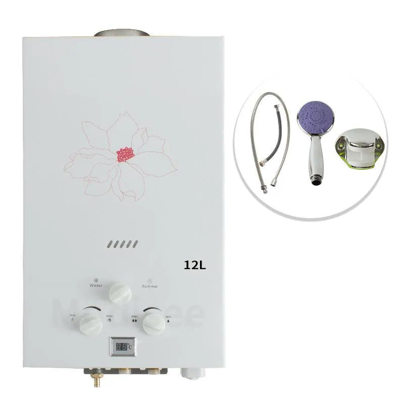 LPG Water Heater 7L/8L/10L/12L LNG Propane Gas Tankless Instant Boiler Liquefied Petroleum Gas Water Heater For Household/Car