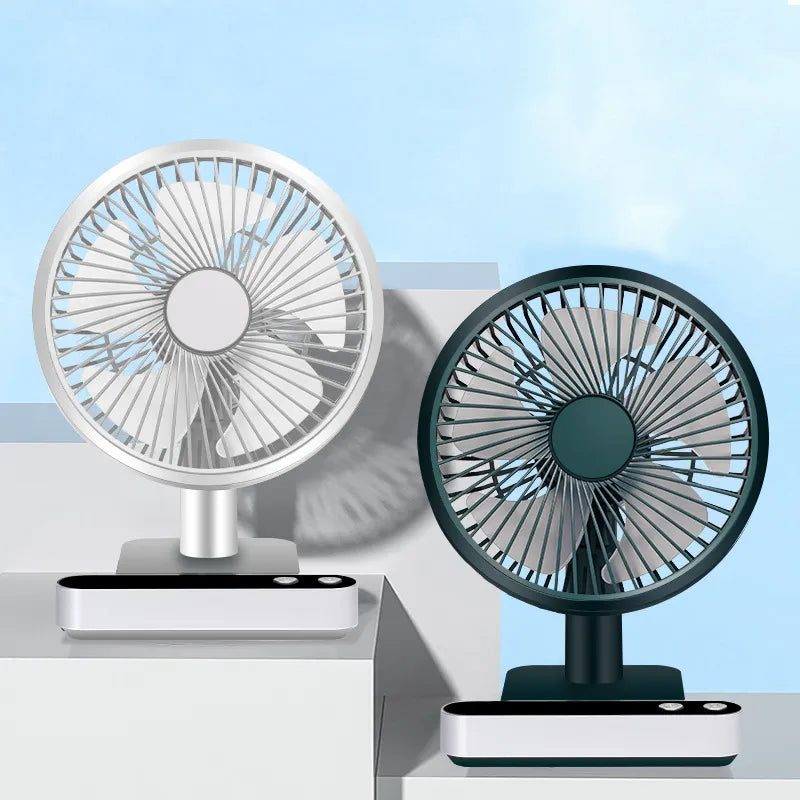 Mini USB Portable Electric Fan Smart Rechargeable 4 Gear Adjustable Silent Air Cooler For Office Household Traveling