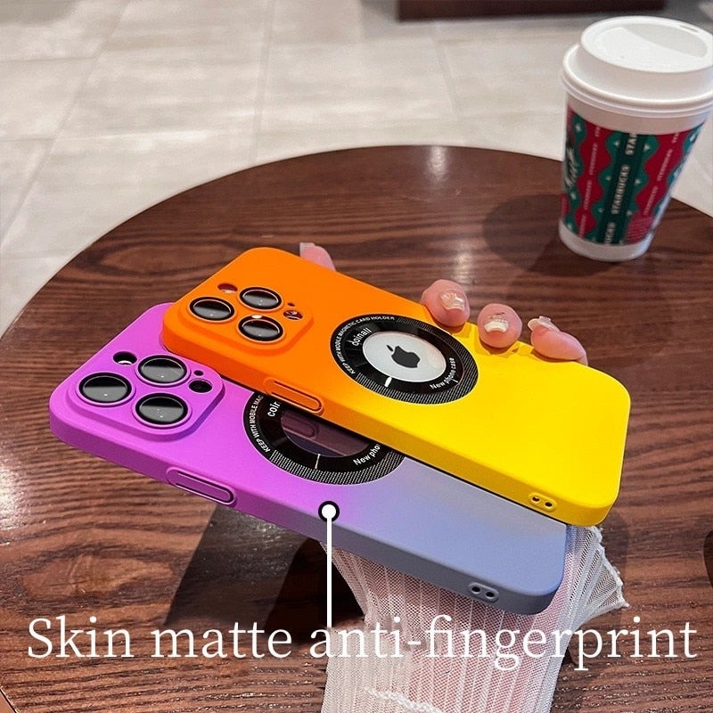 Suitable For Iphone14pro Two-Color Magnetic Mobile Phone Case 13promax Lens Film For Apple 12/11 Matte Pc Protective Case