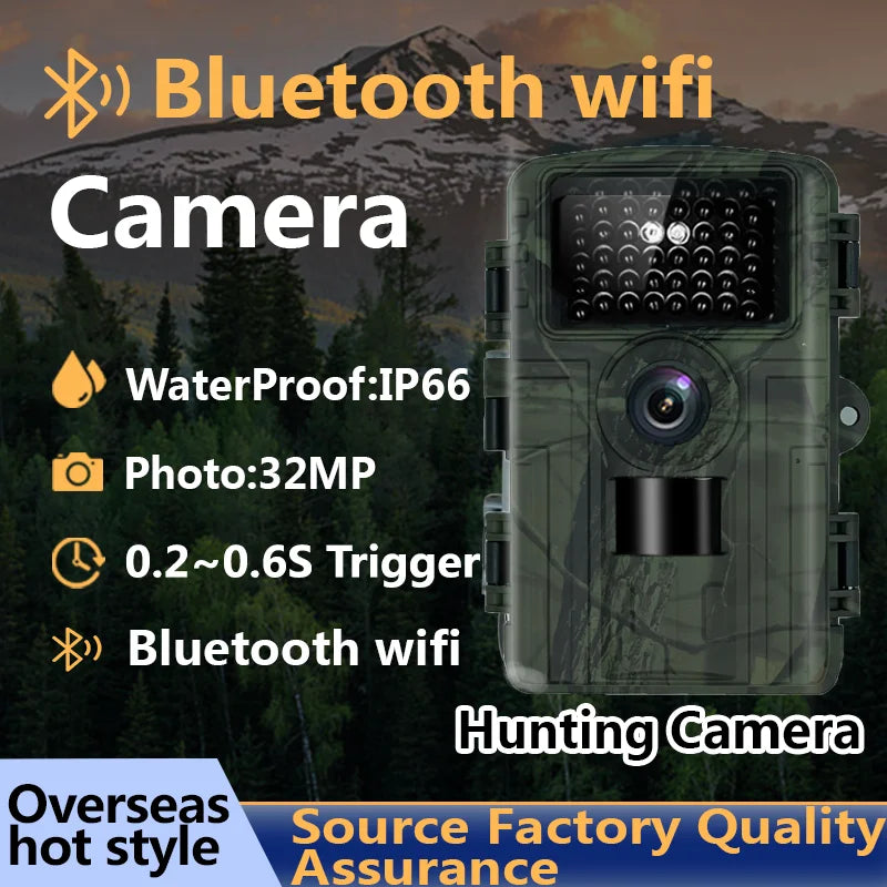 PR5000 WIFI HD Hunting Trail Camera IR Night Vision Outdoor Wildlife Animals Watching Video Recorder Cam 32MP 1080P Bluetooth