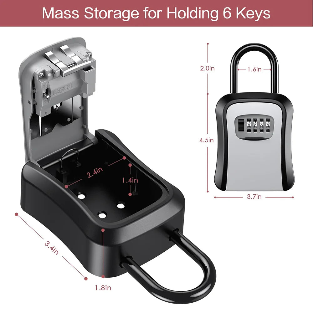 Alloy Key Lock Box for Outside - Realtor Lockbox for House Keys Outdoor - Combination Key Hiders to Hide a Key Safe Storage