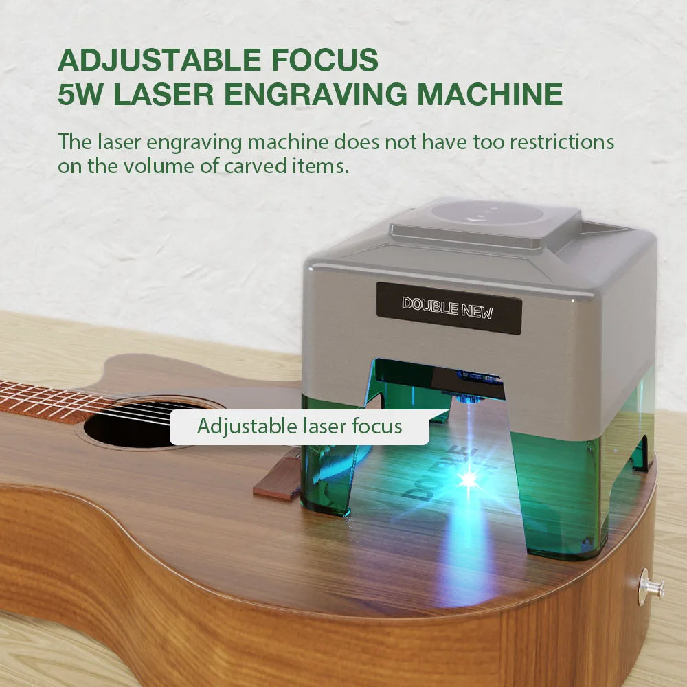 5W Bluetooth & Type-C Mini Laser Engraver Variable Focus Engraving Machine For Stainless Steel/Glass/Wood, 90*80mm Carving Area