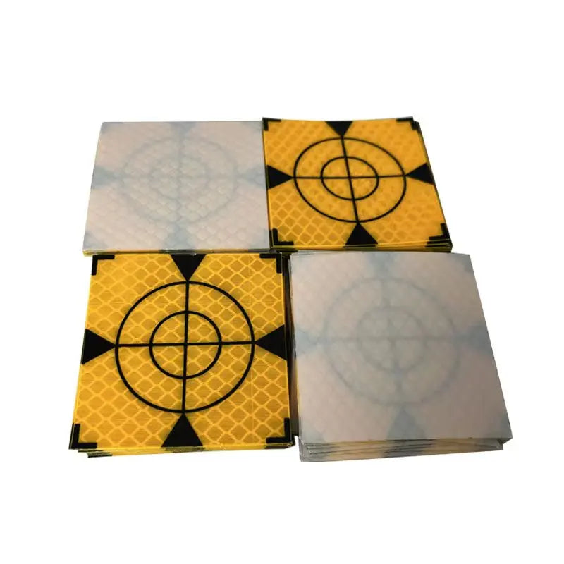100pcs Size 60x60mm 20 30 40 50 mm Reflector Sheet For Total Station Survey Geography Yellow Triangle Sheet Reflective Sticker