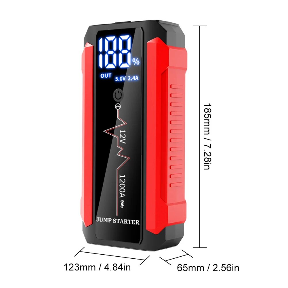 30000mAh Car Battery Jump Starter 1200A Power Bank Portable USB Fast Charger with LED Lamp 12V Emergency Booster