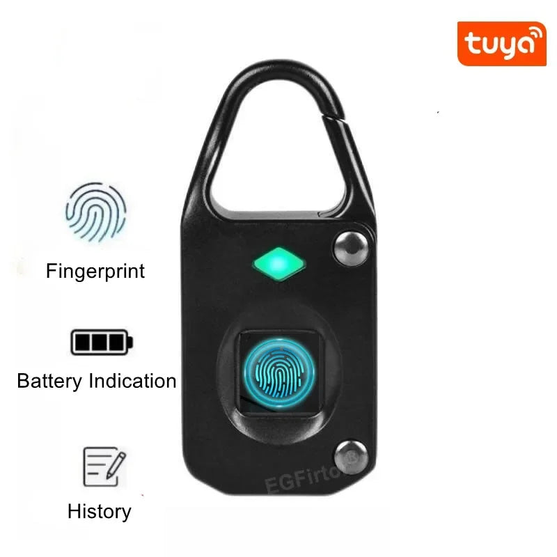 Tuya Bluetooth Mini Fingerprint Padlock Keyless Anti-theft Luggage Case Smart Lock APP Control Unlock