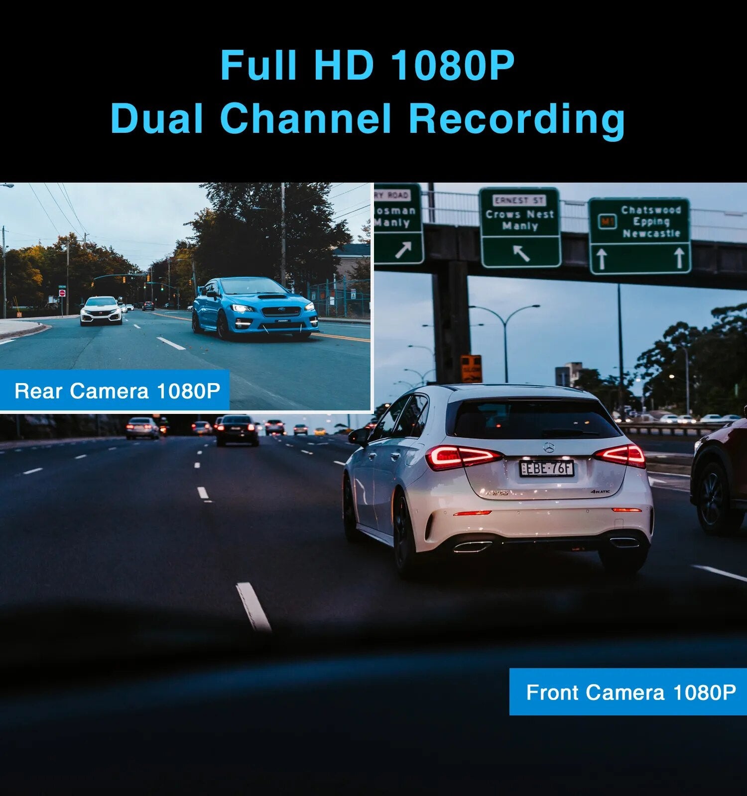 Car DVRS Dash Cam with Rear View Camera Car Video Recorder Full HD Night Vision 2 Camera Recorder with G-sensor A129DUO Dashcam