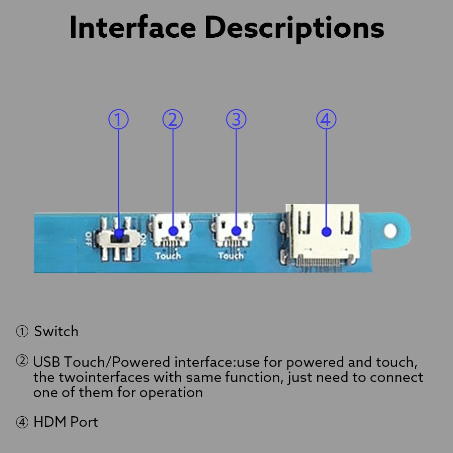 Portable Mini 7 Inch 5 Point Capacitive LCD Touch Screen Panel IPS 1024x600 Full HD HDMI Gaming Monitor PC Display Raspberry Pi