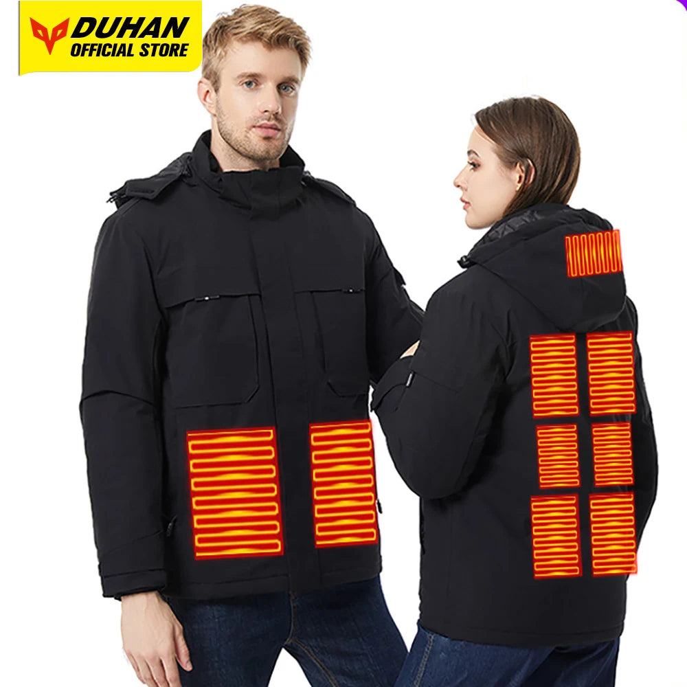 9 Zone Dual Control Heating Coat Couple Men Women Electric Heating Suit Outdoor Ski Suit Adjustable Temperature Control S-5XL