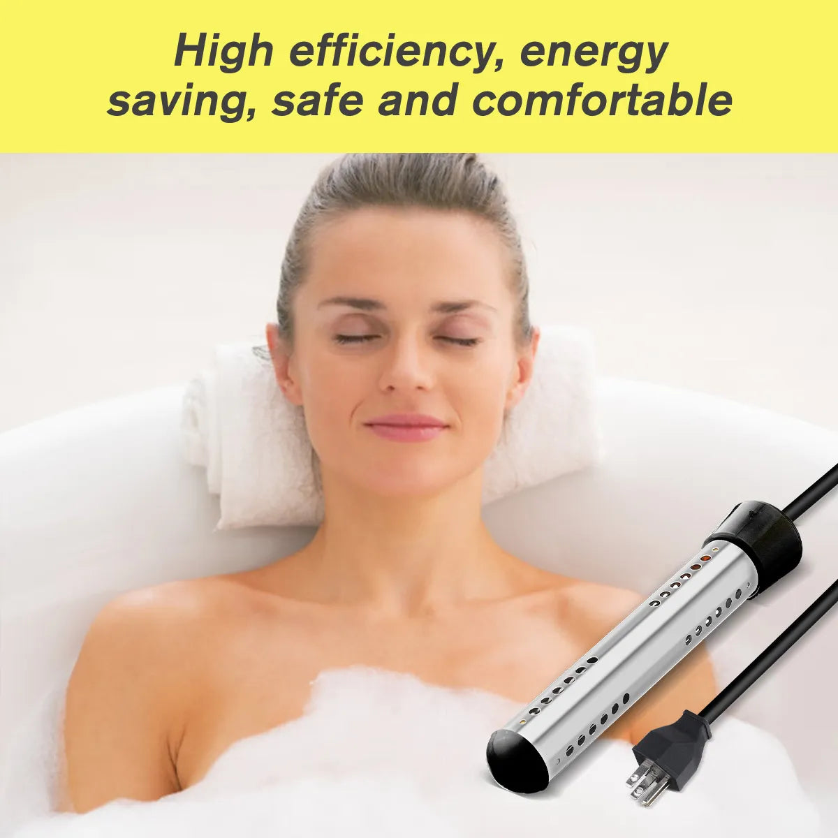 Portable Pool Water Heater 1500W 120V Immersion Tubular Electric Heater with Digital Thermometer for Inflatable Pool Bathtub