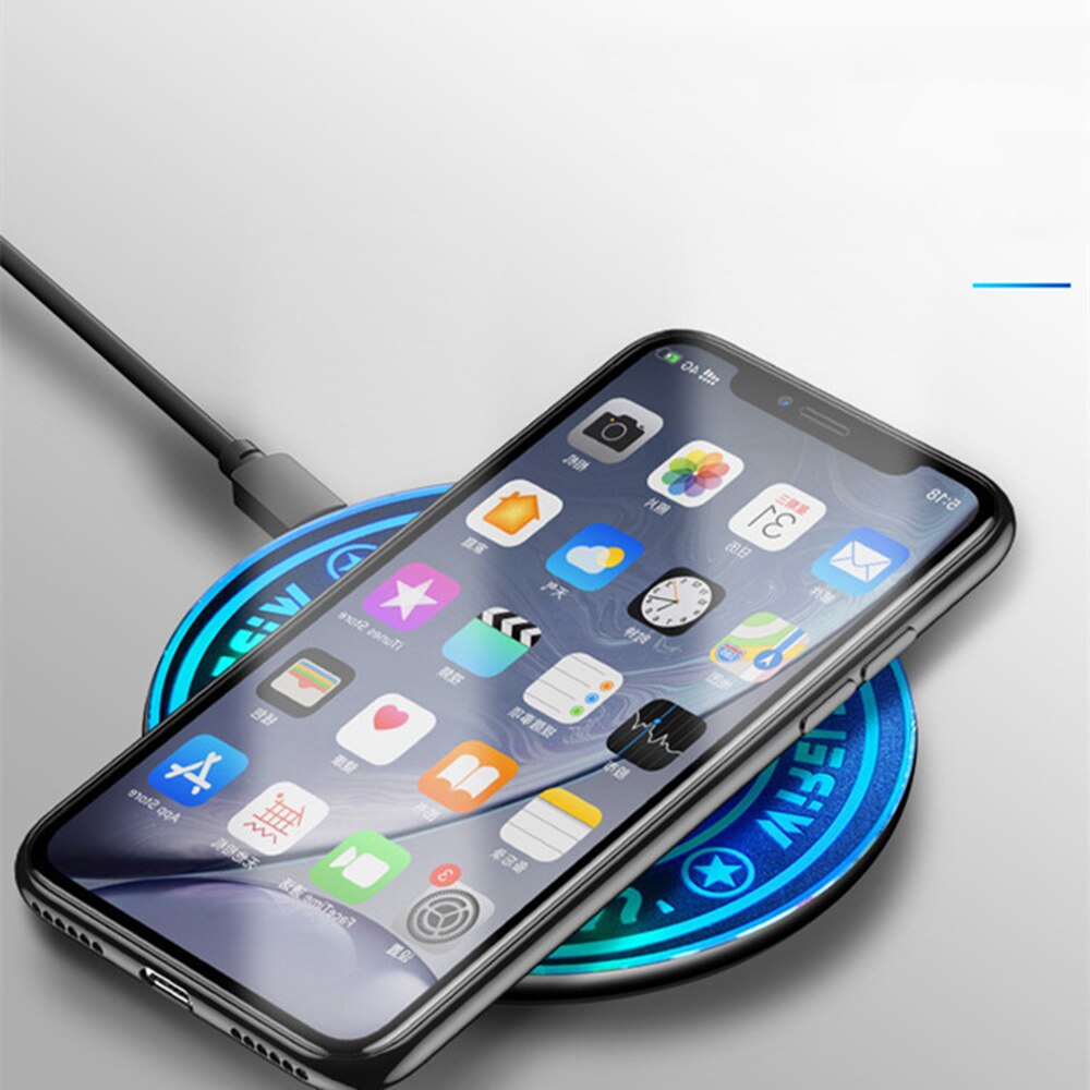 10W LED Wireless Charger Pad for iPhone 14 13 12 11 Pro Max Samsung Xiaomi Phone Chargers Induction Fast Charging Dock Station