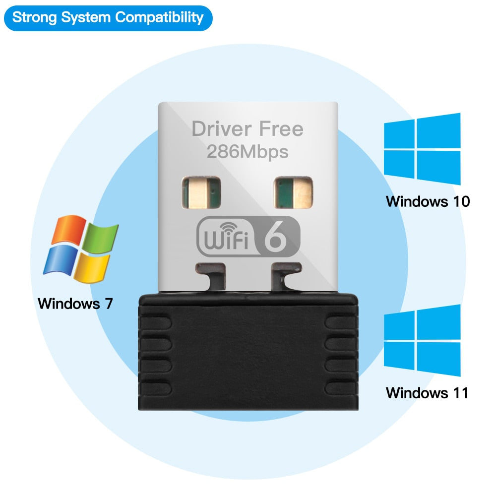 Mini USB WIFI 6 Network Card 2.4GHz USB Dongle  Wi-Fi Lan Adapter  802.11ax Driver Free For PC Laptop Windows 7 10 11