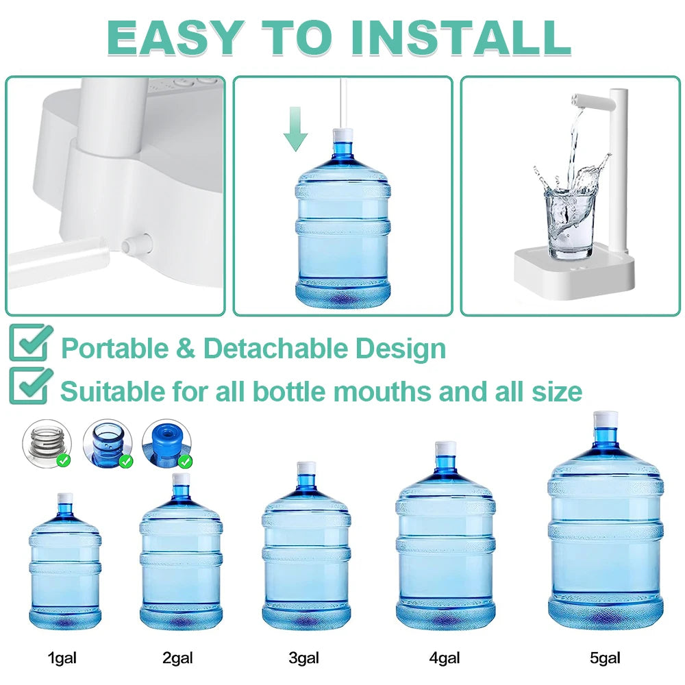 Portable Desktop Electric Water Dispenser Bottle Barreled Gallon Pump USB Rechargeable Smart Automatic Drinking Water Dispenser
