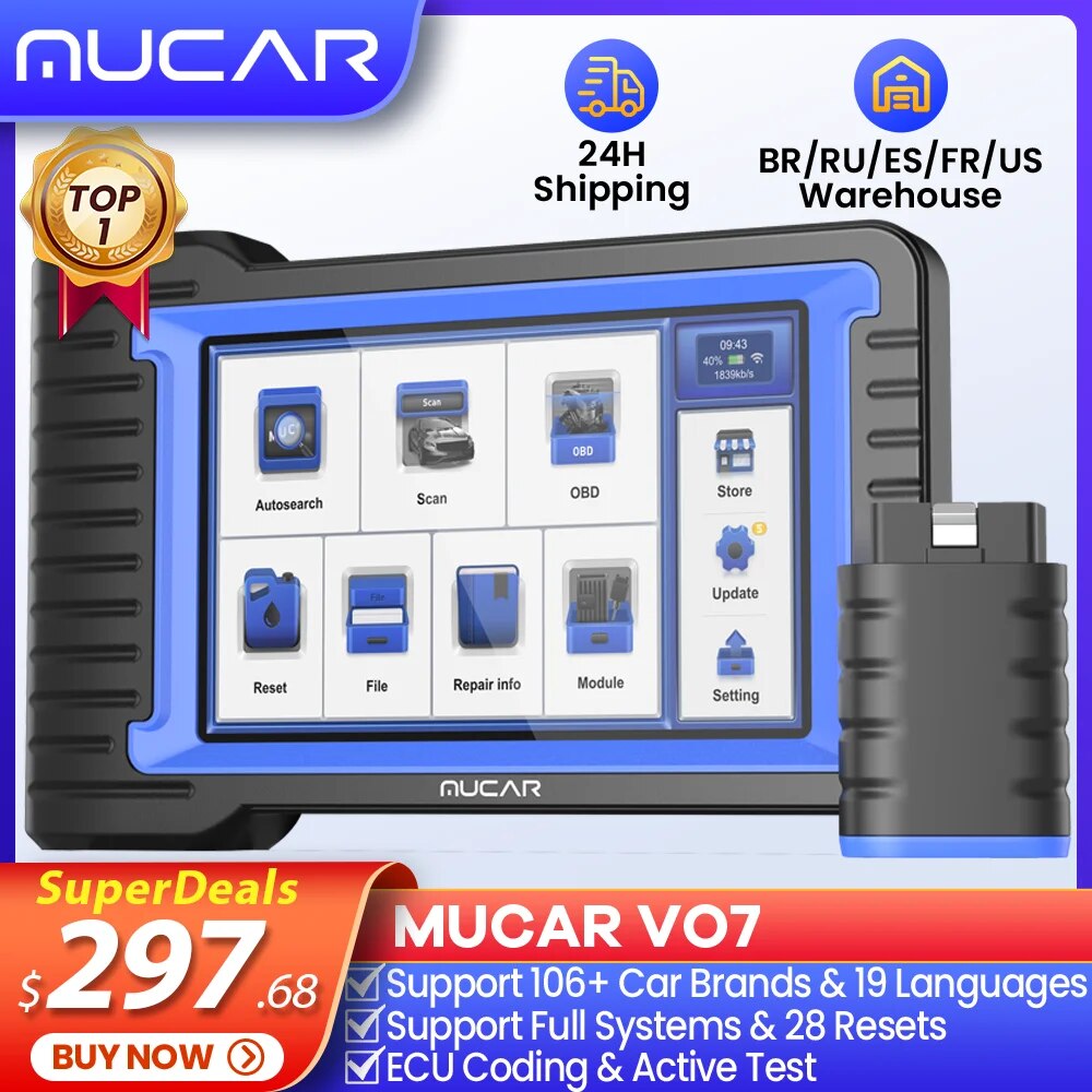 MUCAR VO6/VO7 Professional Car Diagnostic Tools All System Automotive Obd2 Scanner OBD Auto Diagnosis ECU Coding Active Test