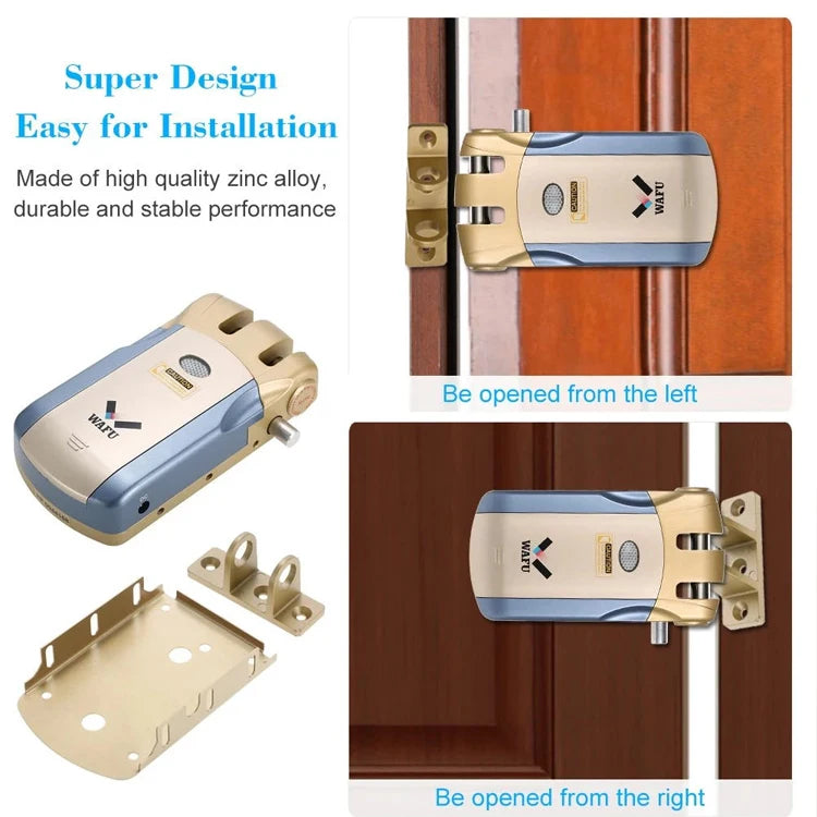 Wafu 018 Pro Electronic Door Lock Wireless Control With Remote Control Open & Close Smart Lock Security Door Easy Installing