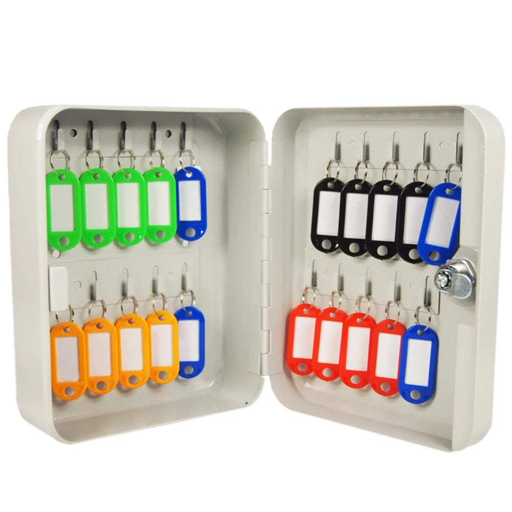 20 Tags Wall Mounted Property Management Security Key Locker Lockable Home Office Company Cabinet Metal Storage Box