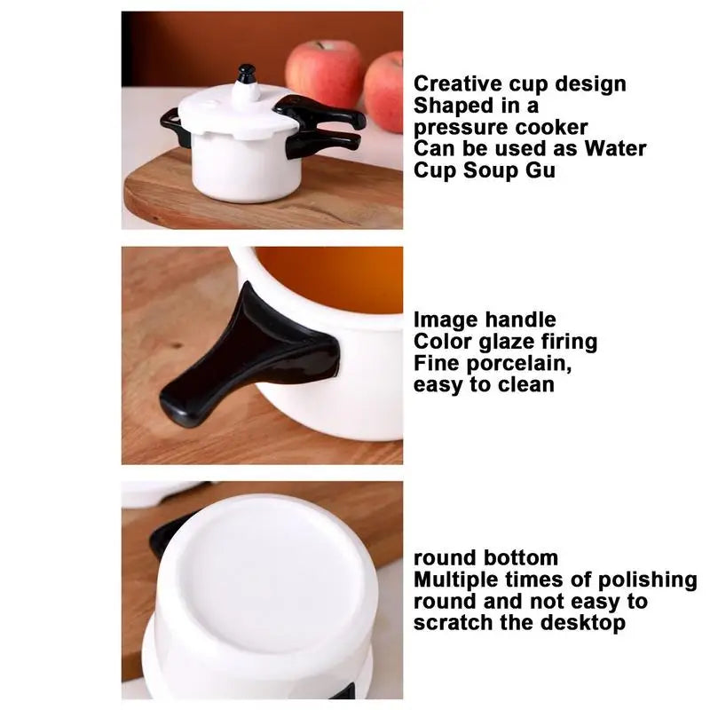 Creative Pressure Cooker Ceramic Mugs Coffee Mugs 390ml Mugs Creative Mugs for Friends Pressure Cooker Shape Mugs with Lids