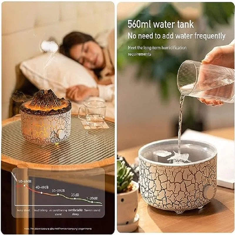 560ml Volcano Flame Air Humidifier Aromatherapy Diffusers Essential Oil Jellyfish Smoke Aroma Humidifiers Fragrance Room Decor