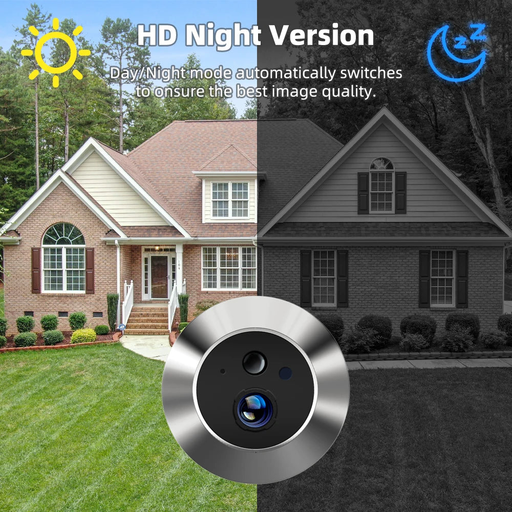 Smart 1080P Mini Digital Peephole Door Camera Wireless WiFi Infrared IR PIR Motion Detection Digital Viewer Doorbell iCam365 APP
