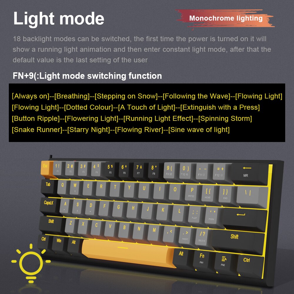 E-YOOSO Z11 USB Mechanical Gaming Wired Keyboard Red Switch 61 Keys Gamer Russian Brazilian Portuguese for Computer PC Laptop