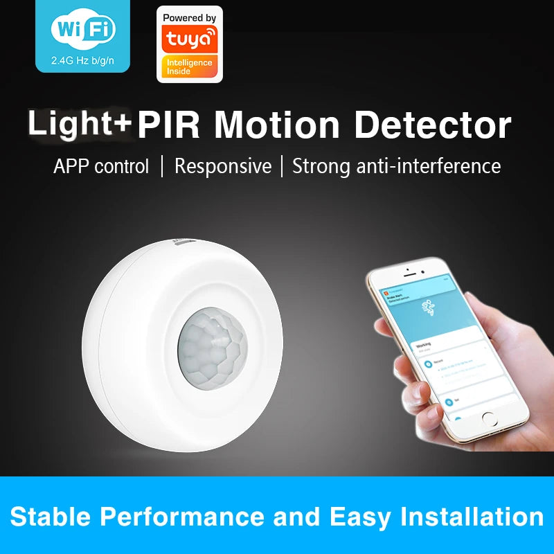 Tuya WiFi Light + PIR Motion Sensor Smart Home Infrared Passive Detector Security Burglar Alarm Sensor Remote Via SmartLife App