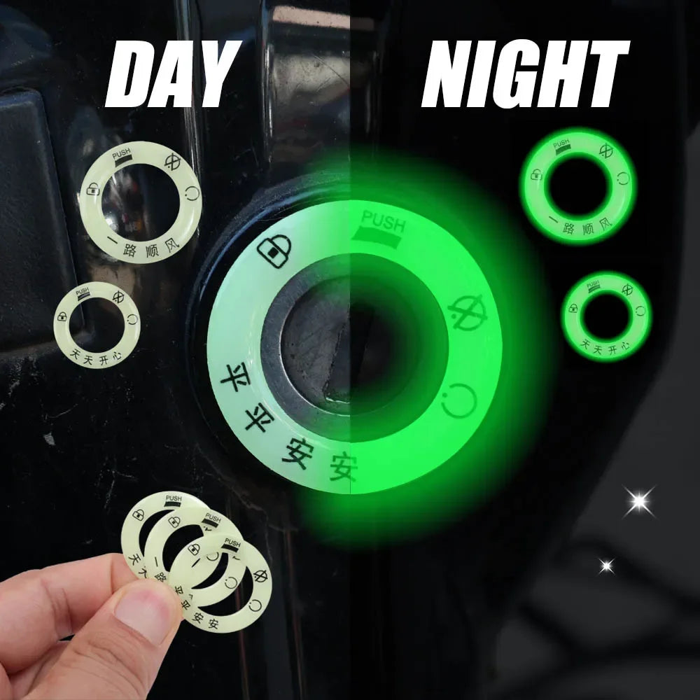 Motorcycle Electric Car Glow-in-the-dark Key Ring Stickers Luminescent Ignition Keys Switch Loop Cover Fluorescent Sticker