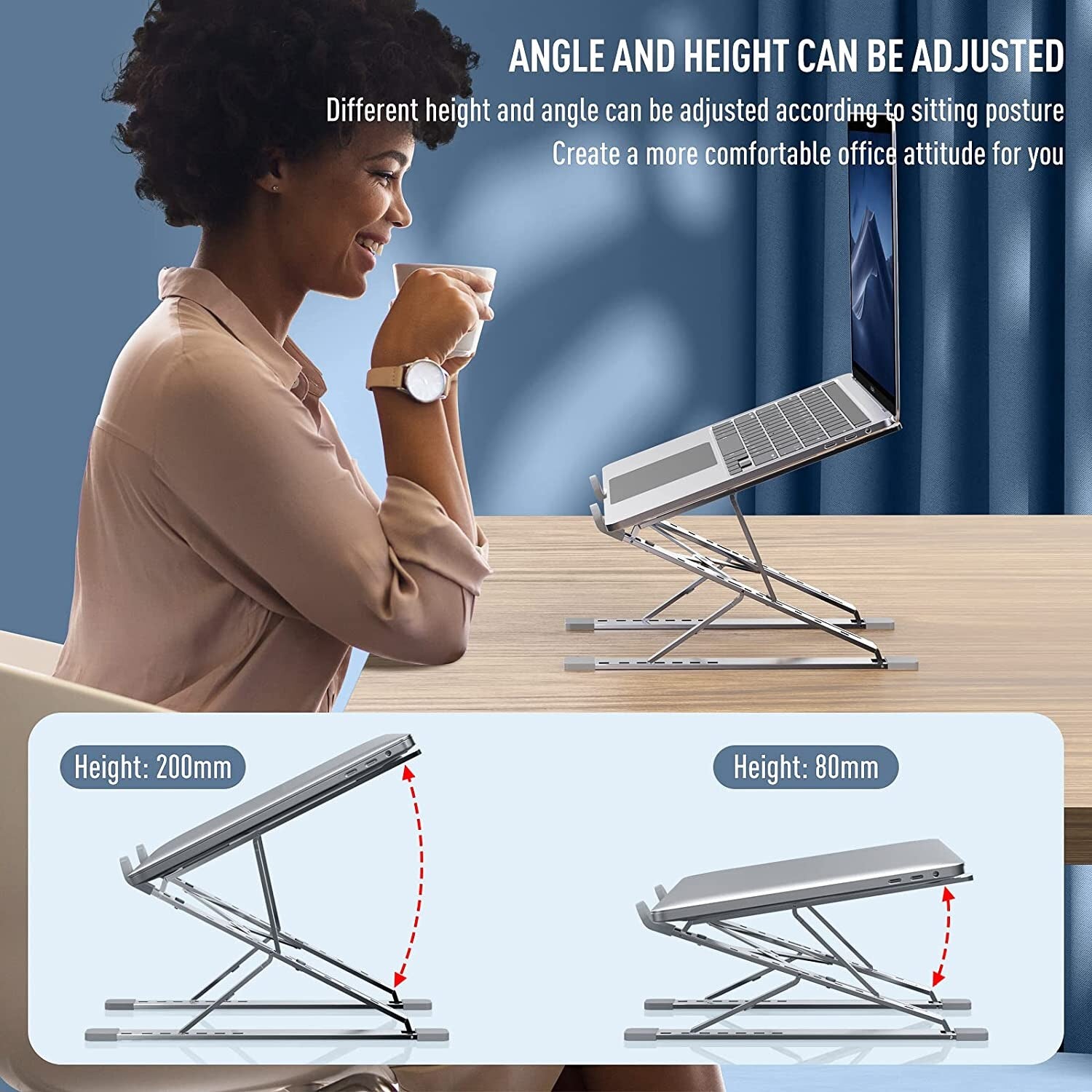 Laptop Stand Double Layer Multi Angle Adjustable Aluminum Alloy Material Suitable For 13-15.6 Inch Notebook