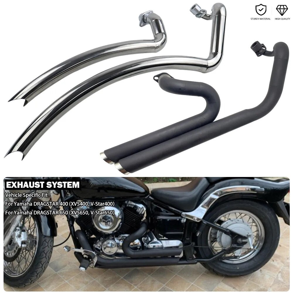 Motorcycle Exhaust Full System Silencer Tube Muffler Pipe For Yamaha Drag Star V-star 650 XVS650 DS650 XVS400 650A DRAGSTAR 400