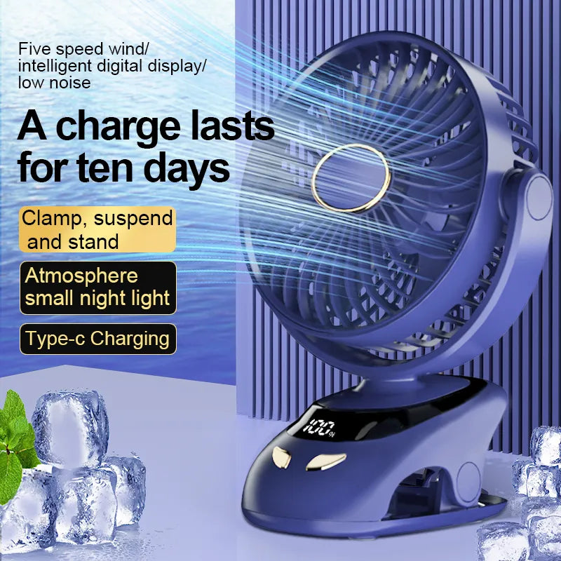 New USB Rechargeable Clip Fan 6000mah Ultra Quiet Electric Fan Air Cooler High Quality Portable Student Cute Cooling Fans
