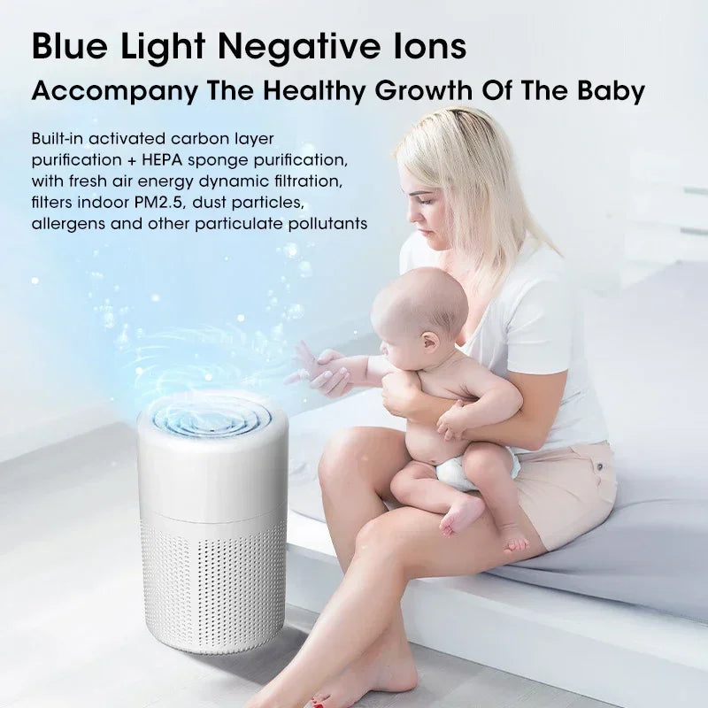 H13 HEPA Smart Air Purifier for Home PM2.5 Haze Pet Hair Odor Bedroom Smoke Dust Pollen Remove Blue Light Negative Ion