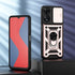 KEYSION Shockproof Armor Case for OPPO A78 5G Slide Camera Lens Protection Ring Stand Phone Back Cover for OPPO A58 5G A58X 5G