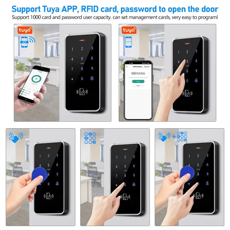IP68 Waterproof Access Control Keypad Outdoor RFID Access Controller Touch Door Opener System Mobile NFC Card 125KHz Card Reader