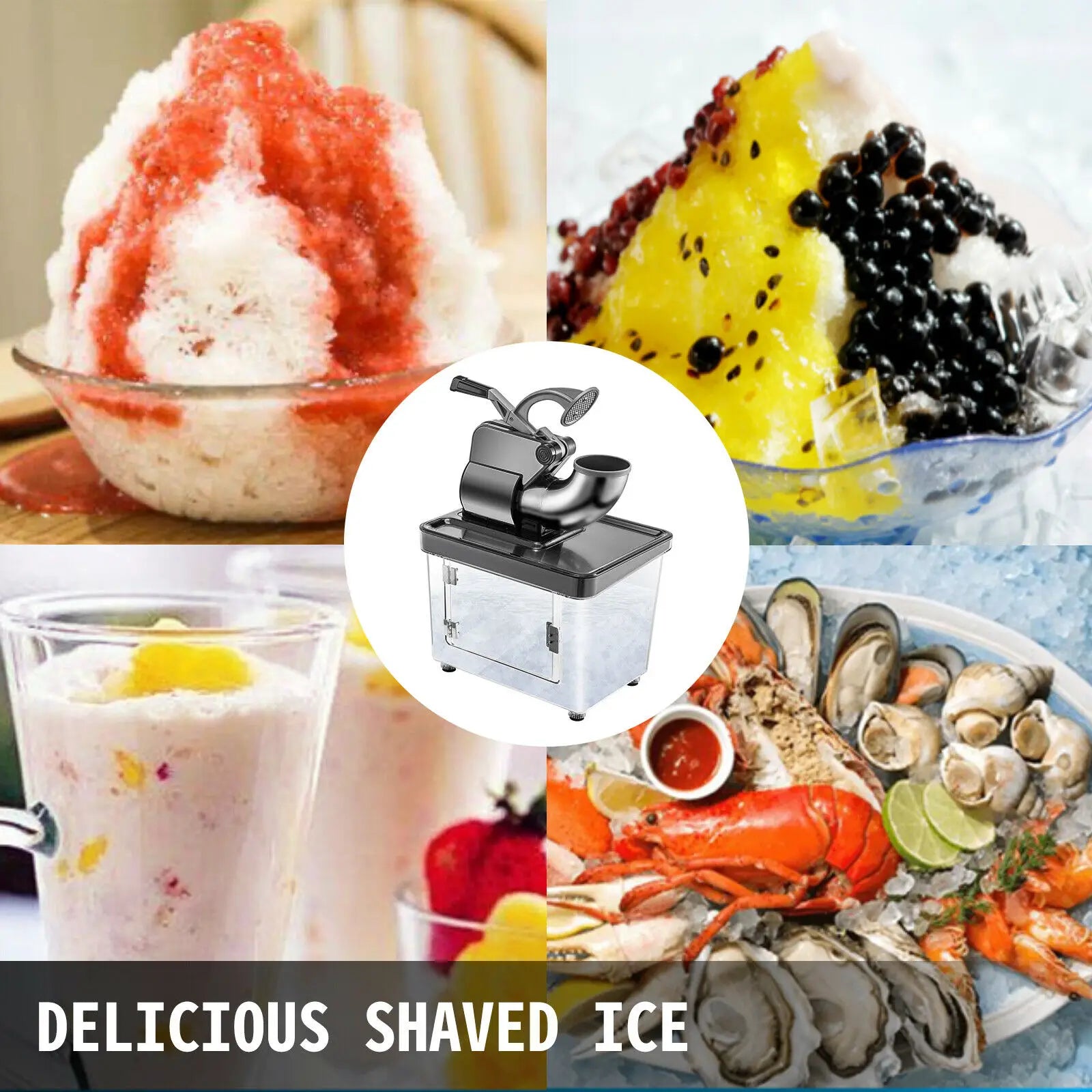 Electric Snow Cone Machine Ice Shaver Crusher Granizing Glass Blender Mixer Chopper Stainless Steel Cool Colder Commercial 220V