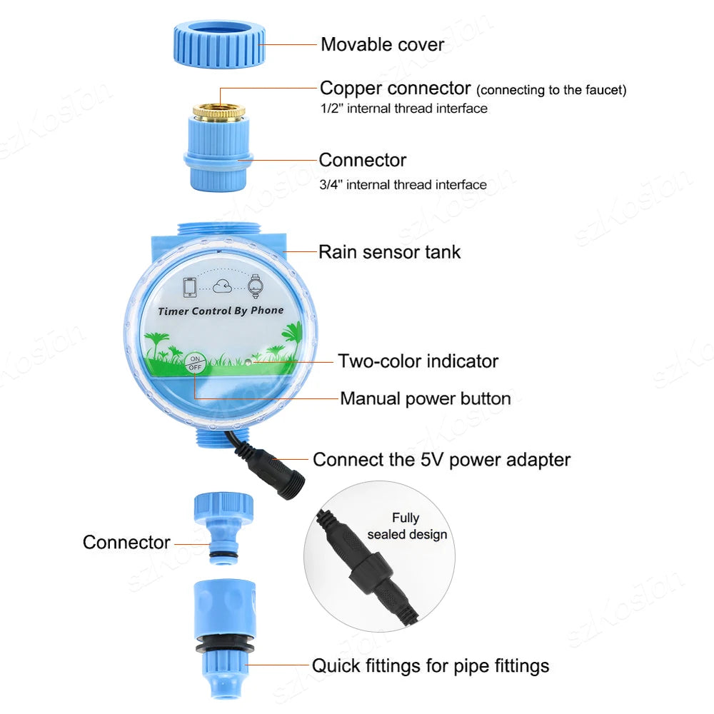 Tuya Smart Home Garden Automatic Watering Sprinkler Irrigation System Smart Faucet Water Valve Controller for Alexa Google