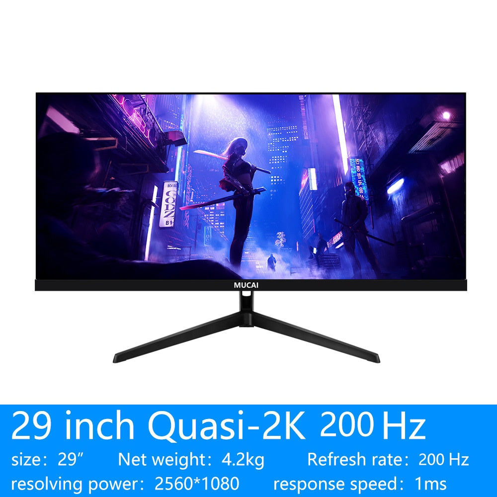 MUCAI 29 Inch Monitor 200Hz Wide Display 21:9 IPS WFHD Desktop LED Gamer Computer Screen Not Curved DP/2560*1080
