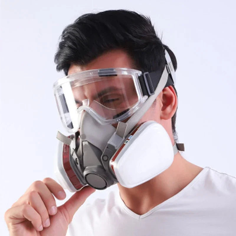 Industrial Half Face 6200 Respirator Dust Gas Mask Filters Sets Painting Spraying with Fog-proof Glasses Safety Work Protection