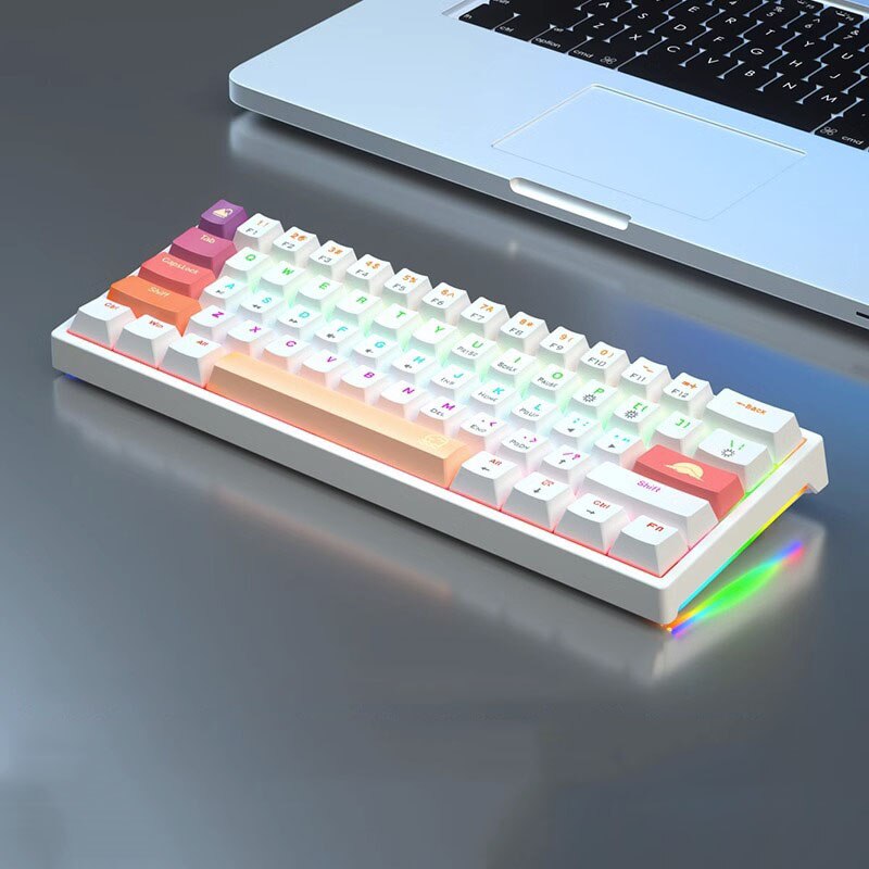 RGB Mechanical Keyboard 61/68 Key Portable Green/red/tea Switch Hot Swappable Wired Computer Laptop Office Game Esports