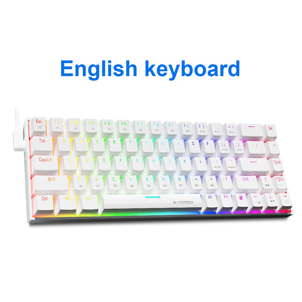 E-YOOSO Z686 RGB USB 60% Mini Slim Mechanical Gaming Wired Keyboard Red Switch 68 Keys Russian Brazilian Portuguese for Compute