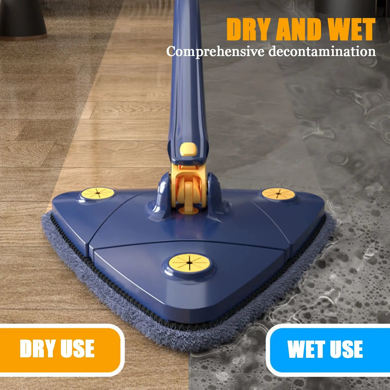 360° Rotatable Adjustable Cleaning Mop Extendable Triangle Mop with Long Handle Hand Twist Quick Dry Mop for Floor Wall