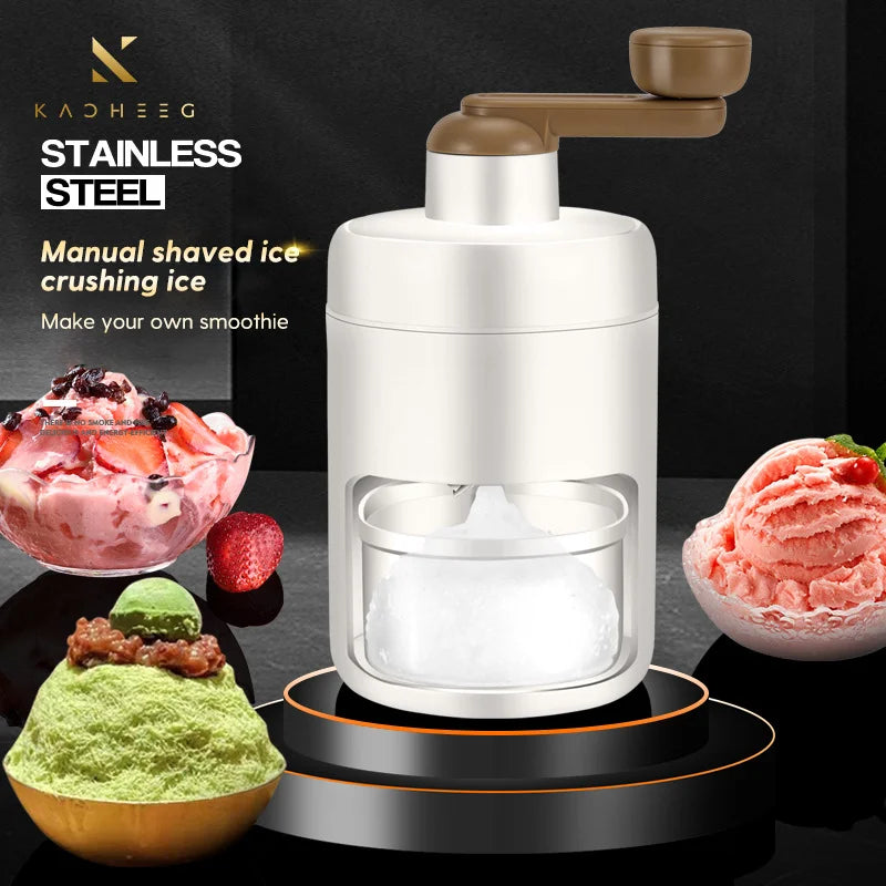 Shaved Ice Machine Manual Snow Cone Machine Portable Ice Crusher Shaved Ice Machine Free Ice CubeTray Kitchen Tool Ice Crusher