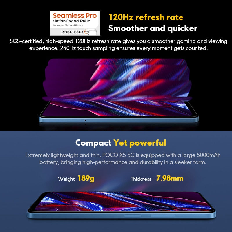 Global Version POCO X5 5G 6GB 128GB / 8GB 256GB Snapdragon 695 120Hz FHD+ AMOLED DotDisplay 33W Charging 5000mAh NFC