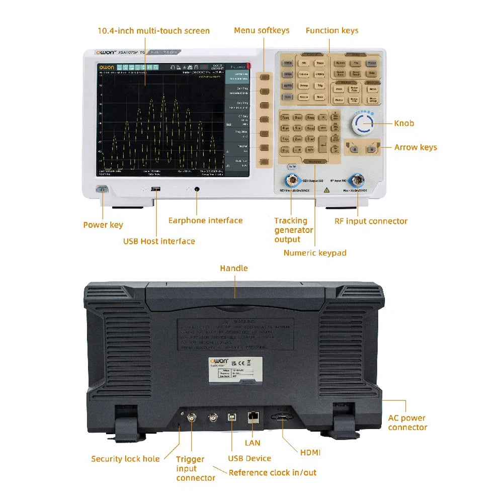 OWON XSA1015P-TG 9kHz to 1.5GHz Spectrum Analyzer 1Hz Resolution 10.4 inch Multi-touch Screen USB LAN HDMI Tracking Generator