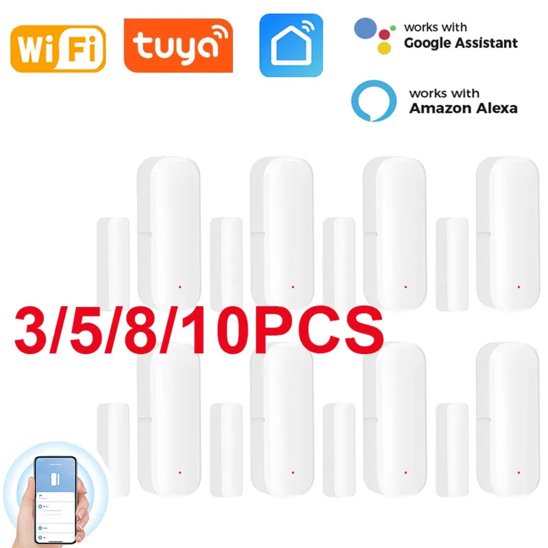 Tuya WiFi Door Window Sensor Smart Life Control WiFi Door Sensor Contact Sensor Magnetic Sensor Works Alexa Google Home Voice