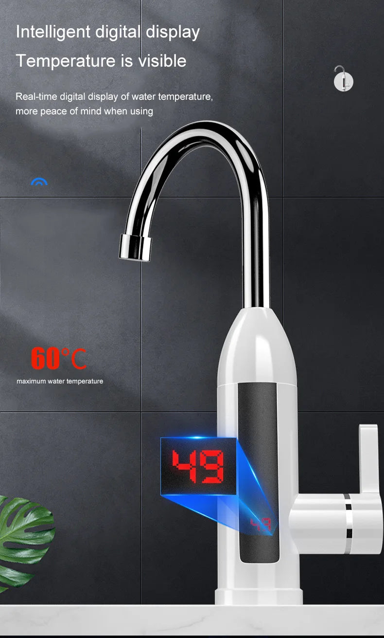 DMWD 110V/220V Electric Faucet Water Heater Temperature Display Instant Hot Water Heaters Kitchen Tankless Water Heating