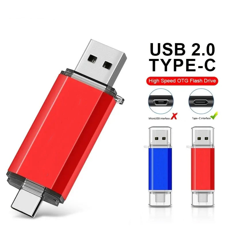 USB Flash Drive 128GB Type C Flash Drive 2 In 1 OTG USB 2.0+USB C Pendrive 128GB 64GB Dual Type C USB Thumb Drive Photo Stick