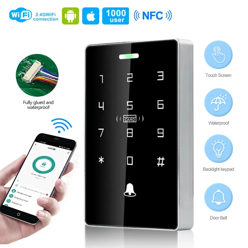 Tuya-WiFi Controle Remoto Acesso Teclado Controle Door Lock Opener Cartão Manger RFID WG26 Saída125kHz Card Reader