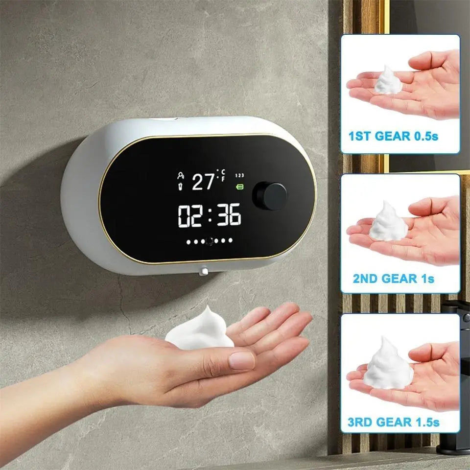 Creative Liquid Foam Soap Dispensers Time Temperature Display Human Body Induction Hand Wash Waterproof Automatic Soap Dispenser
