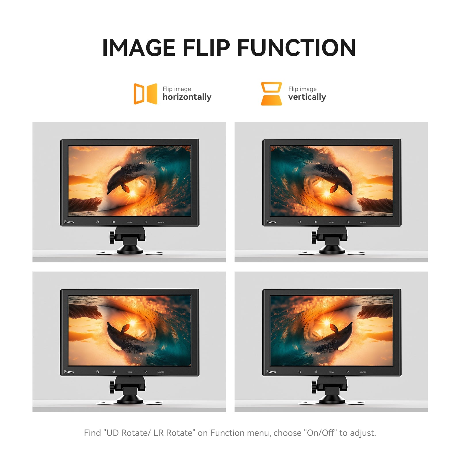 Eyoyo 10/7 Inch HDMI Monitor with Sensitive Touch Buttons & Speaker & Remote Controller HD 1024x600 IPS Screen DC 12V/USB  Power