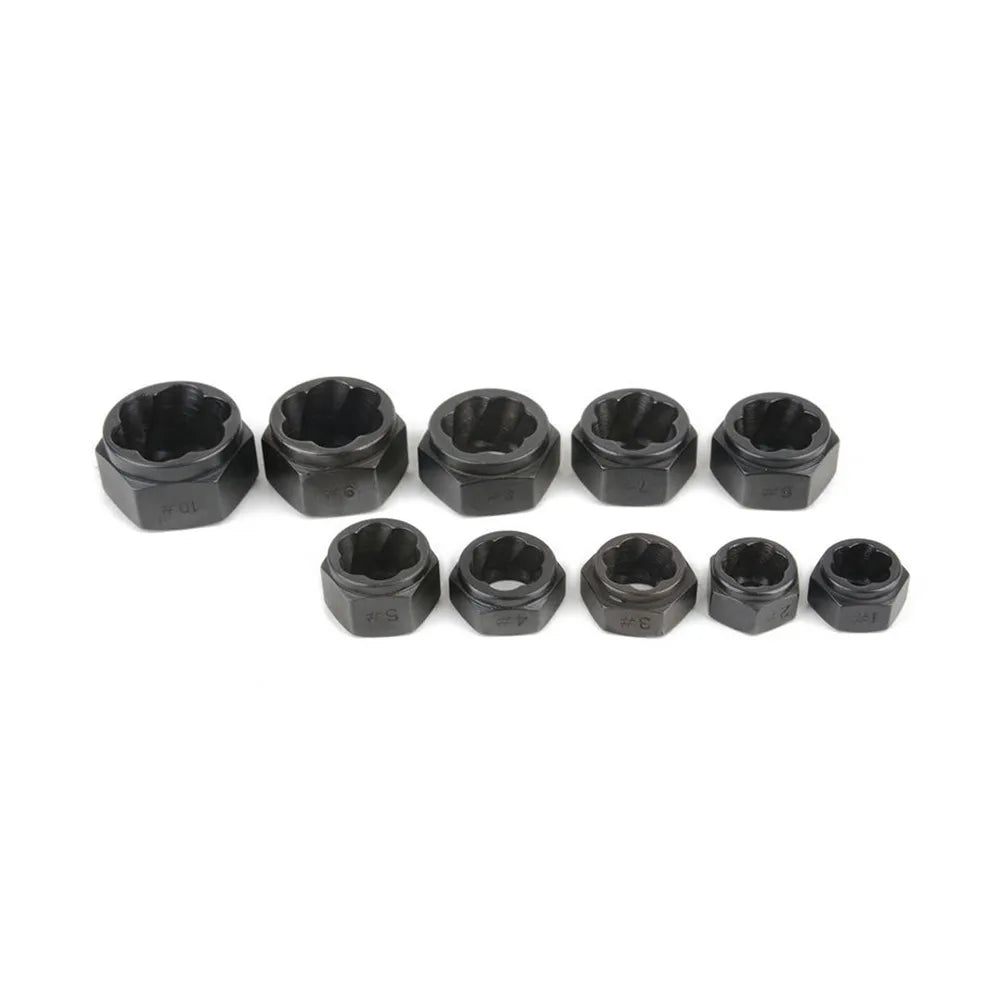 Universal 10Pcs Damaged Nut Bolt Remover 9-19Mm Car Garage Mechanics Equipment Tool Extractor Threading Hand Tools Kit For Home